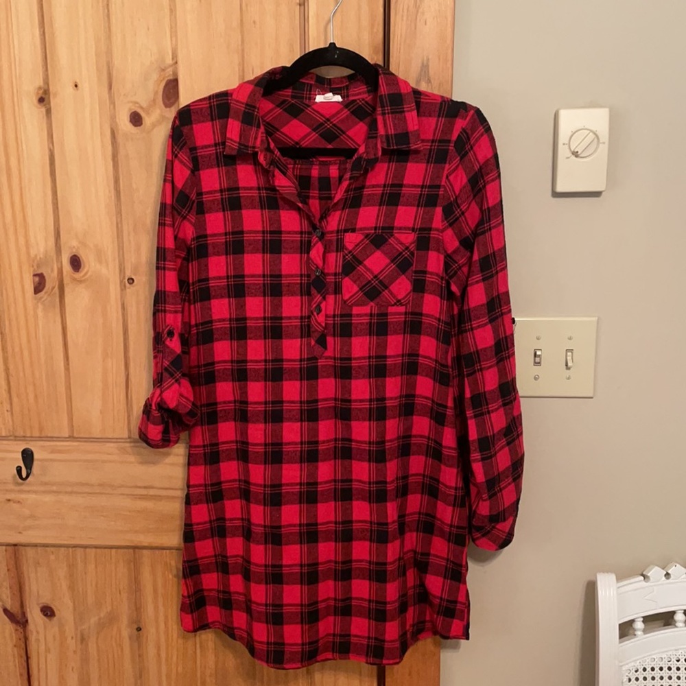 En Creme Buffalo Plaid  Red and Black Dress